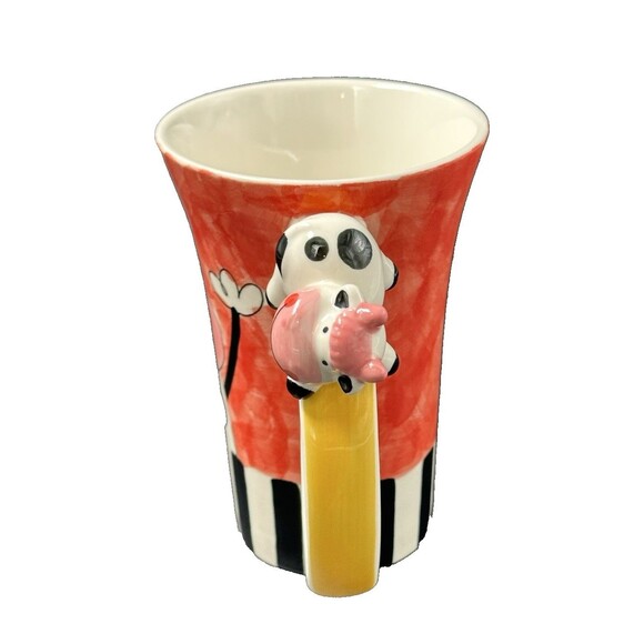 Indra Hand Painted Colorful Cow Stoneware Mug made in Thailand 3D Cow on Handle - Picture 3 of 7